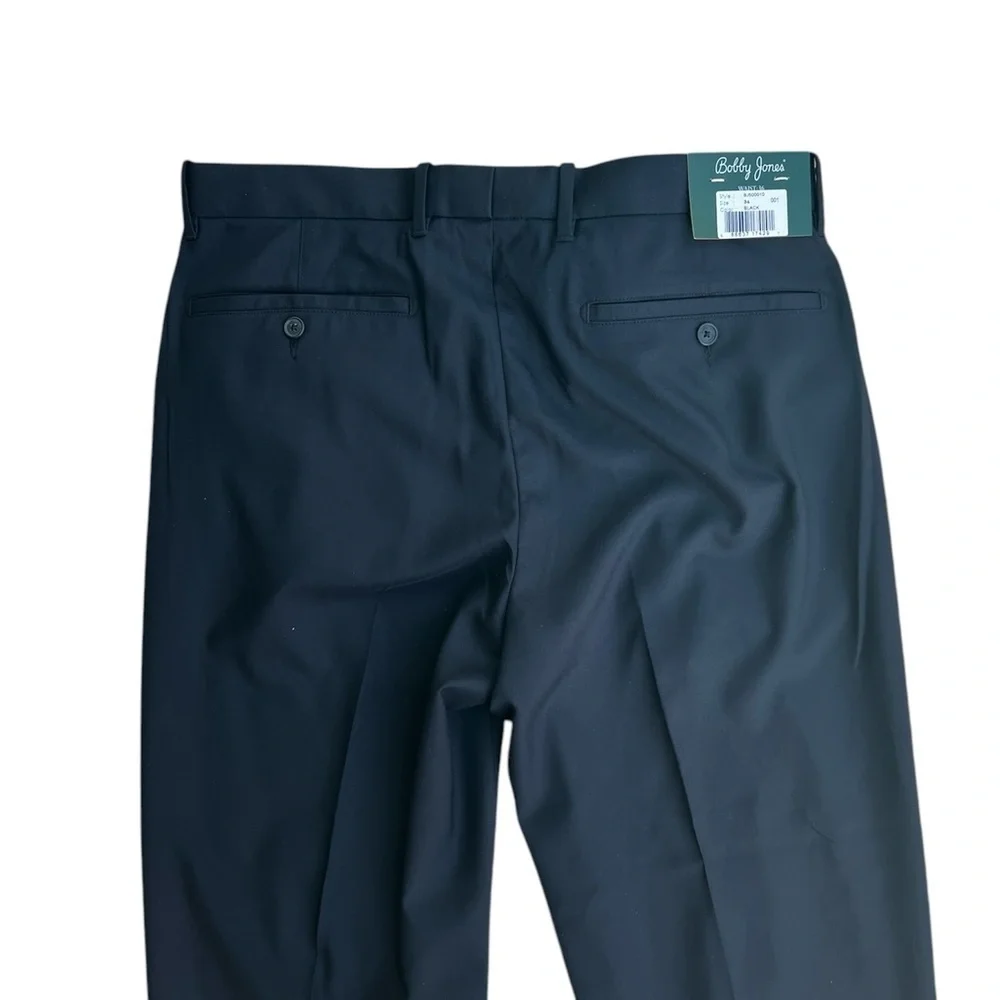 Bobby Jones Black Golf Pant Men's 36 Pleated Front Polyester Unfinished New